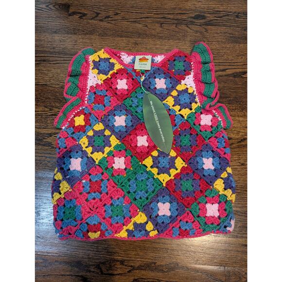 Farm Rio Crochet Square Colorful Vest NWT - Picture 3 of 6